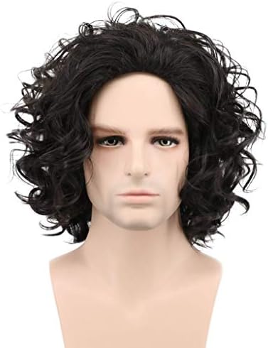 Cosplay Wig Short Hair Wavy Black Fancy Dress Costume Party Full Wigs for Men