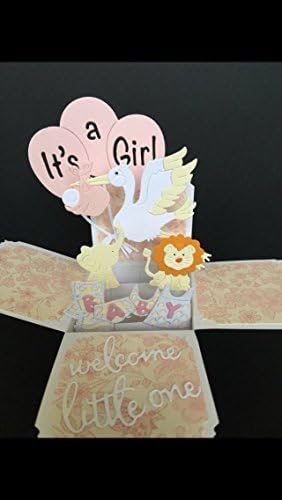 3d Baby pop up box card - 3D baby girl pop up box card - baby girl pop up card - baby shower box card - congratulation on new baby