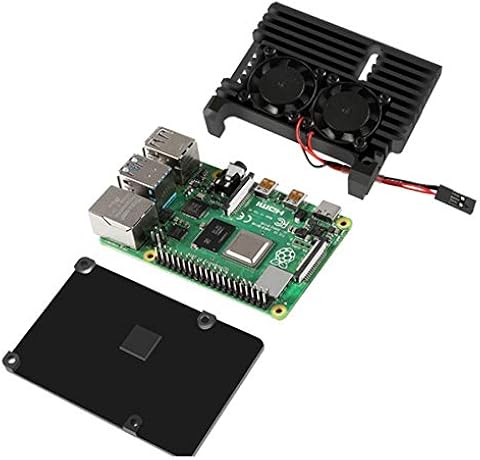 Kamenda para Raspberry Pi 4 Bo?Tier de aluminio con doble ventilador de carcasa de metal para Raspberry Pi 4, modelo B