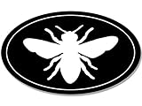 American Vinyl Black Oval Bee Silhouette Sticker (Bumble Keeper Beekeeper Honey Comb)