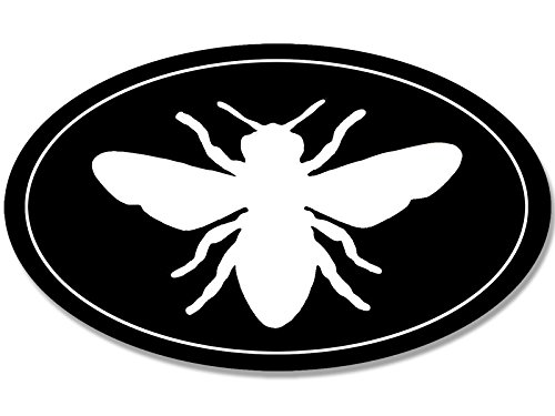 American Vinyl BLACK OVAL Bee Silhouette Sticker (bumble keeper beekeeper honey comb)