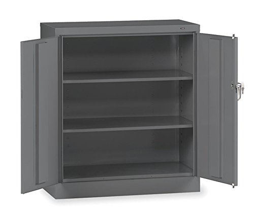 Tennsco 4218 24 Gauge Steel Standard Welded Counter High Cabinet, 2 Shelves, 150 lbs Capacity per Shelf, 36" Width x 42" Height x 18" Depth, Medium Grey - Thumbnail 7