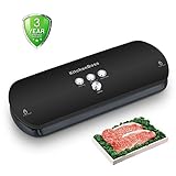 KitchenBoss Vacuum Sealer Automatic Food Sealer Vacuum Sealing System for Dry Moist Foods Preservation with Starter Vacuum Bags - Black