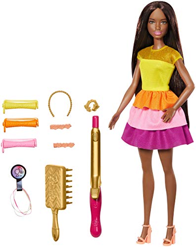 Barbie GBK25 Locken-Style Puppe, schwarzhaarig