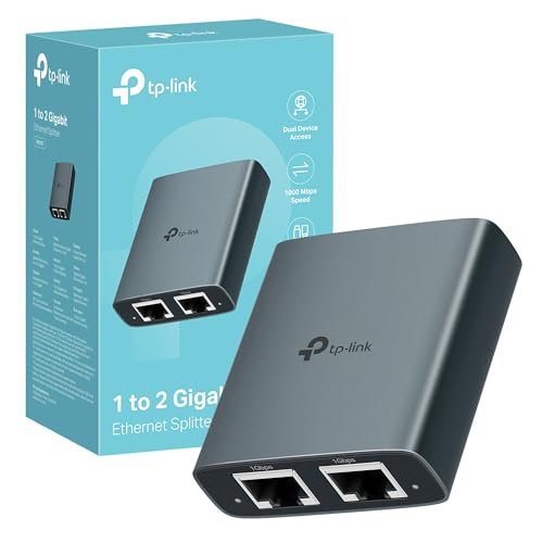 EH210 - Switch ethernet,Adaptador Switch gigabit 1 a 2 Puertos RJ45, Splitter Duplicador,Carcasa de Aleación de Aluminio, hasta 1000 Mbps, Plug & Play, Compatible con Cat5e/6/7/8