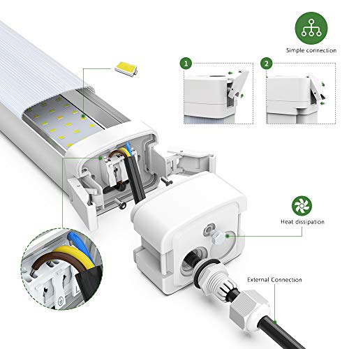 LED Feuchtraumleuchte 150cm 60W mit 7200LM für Keller Garage Werkstatt Warenhaus, TONFFI LED Wannenleuchte… – Bild 4