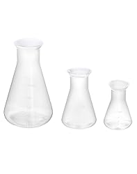 QWORK Erlenmeyer Flask, 3 Pack Clear Scale Plastic