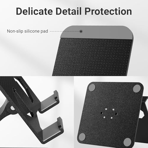 Euqvunn Desk Phone Holder [360° Click Rotation], Adjustable Height Multi-Angle Phone Holder, Foldable Phone Desk, Universal for All Phones and Tablets Phone Holder