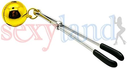 GTAovov Sexyland Tease Me Cute Golden Bells PVC Tip Adjustable Nipple Clitoral Clamp, Adult Sexy Game Toys Erotic Sex Products