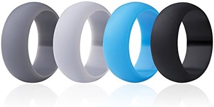 Kaitsy Silicone Wedding Ring For Men Affordable Silicone Rubber Band, 4 Pack - 10 (0.78 in)
