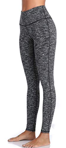 Oalka Women Yoga Pants Workout Running Leggings – Space Dye Black S