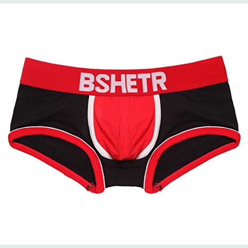 WUAI Men's Briefs Soft Active Stretch Bulge Pouch Letter Printed Underwear Boxer Brief(Red,US Size M = Tag L) - Thumbnail 2