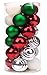 SANNO 24ct Christmas Balls Tree Decorations Red Green White Balls, Traditional Crafting Holiday Wedding Party Xmas Ornament Balls Christmas Baubles Shatterproof Christmas Tree Decorations 60mm