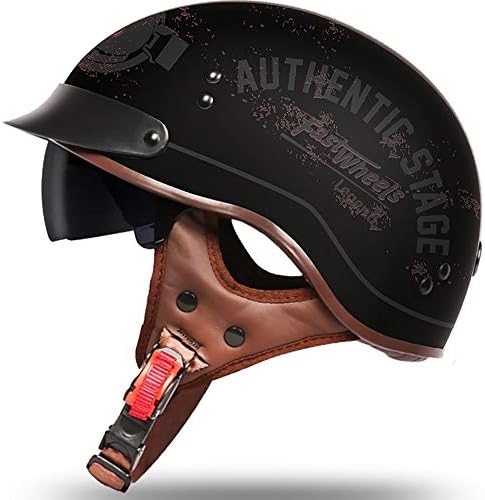 オートバイのハーフフェイスヘルメット オートバイのモペットジェットフロートフロートパイロットクラッシュチョッパーチョッパーハーフヘルメット成人男性と女性dotバイザー付き 日本製