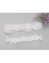 GARGALA - Juego de ligas de boda de encaje, cinturón para novia, color blanco, azul, tamaño opcional