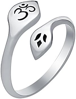 Dabangjewels Awesome 18K White Gold Plated Bypass Om & Lotus Ring-Adjustable Toe Ring For Womens