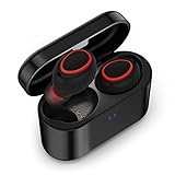 Wireless Earbuds, Soundmoov Mini True Bluetooth Earbuds Sweatproof Wireless Headphones with Mic and Charging Case Compatible with iPhone Samsung iPad and Most Android Phones (Red)