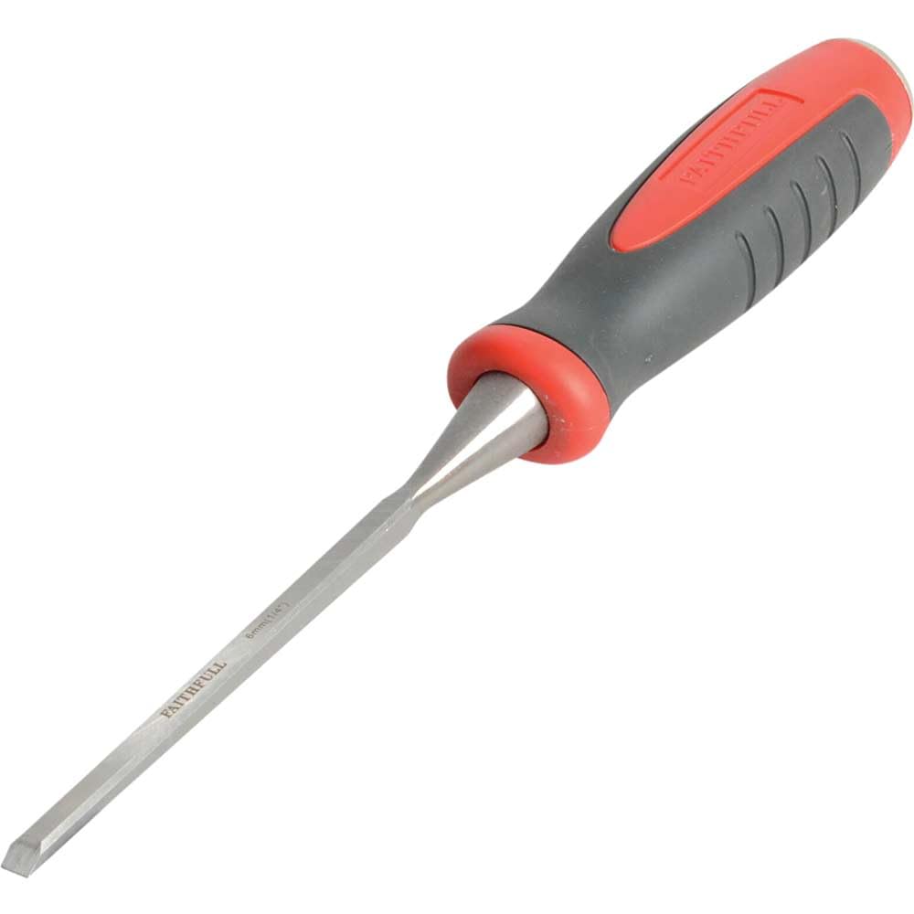 Faithfull FAIWCR6 Soft-Grip Bevel Edge Chisel - Red