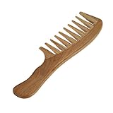 Anself 1 Pc Wooden Comb Natural Green Sandalwood Handmade Wide Tooth Wooden Comb Massage Comb Handmade Comb Hair Care