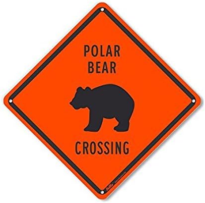 PetKa Signs and Graphics PKAC-0524-NA_10x10 "Polar Bear Crossing" Aluminum Sign, 10" x 10"