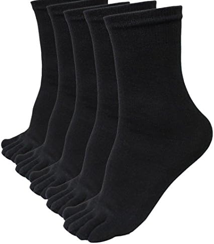 Vertily Socks Men's 5-Pack Elastic Soild Five Finger Toe Sport Compression Socks