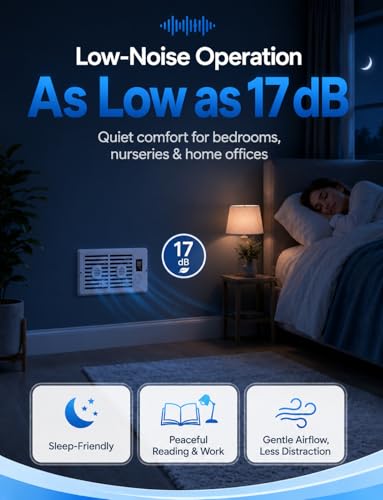MYLLIUIM Register Booster Fan for 4” x 10” Vents, Remote Control, 3 Modes, 10 Speeds, Built-In Display, Fits Floor or Wall Registers, Removable Front Cover, Home HVAC Airflow Support - Off White