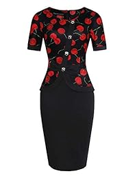 Fantaist Vestido de mujer de manga corta con lazo y botones