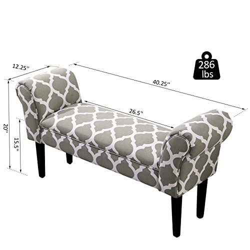 40” Decorative Vanity Arm Bench Gray Pricepulse