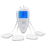 TENS Unit, 2 Channel Electronic Pulse Massager with 70 Programs and 4 Pads,EMS Unit(White)