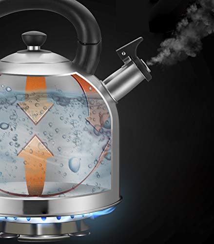 Whistling Hot Water TeaKettle 4 Quart Stainless Steel Tea Kettle - Large Capacity Teakettle for Stovetop/Induction cooker