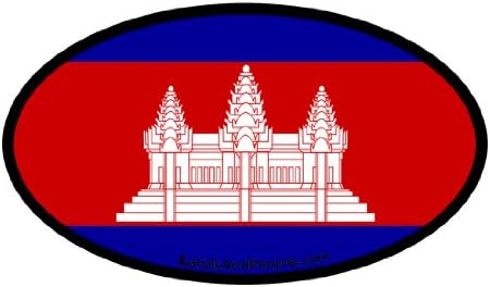 Cambodia Kampuchea Flag Car Bumper Sticker Decal Oval