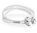 Regetta Jewelry Anchor White Braided Double Wrap Leather Wristband with Anchor Clasp