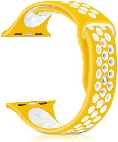 Replacement Band for Apple Watch 42, Breathable Silicone Sport Band for Apple Watch Series 3, Series 2, Series 1, Sport , Edition, M/L Size (orange/white, 42MM)