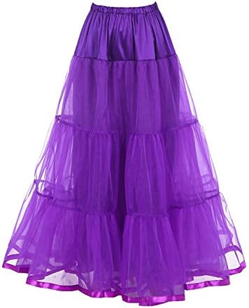 Women's Pearl Yarn Ankle Length A-Line Tutu Skirt Crinoline Formal Wedding Slip Petticoat Underskirt