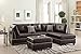 Poundex F6973 Bobkona Viola Faux Leather Left or Right Hand Chaise Sectional Set with Ottoman in Espresso | Comes in 3 packages
