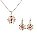 BAMOER 18K Rose Gold Plated Cubic Zirconia Snowflake Lever Back Earrings Necklace Set for Women Girls CZ Jewelry Set Rose Gold & Colorful CZ