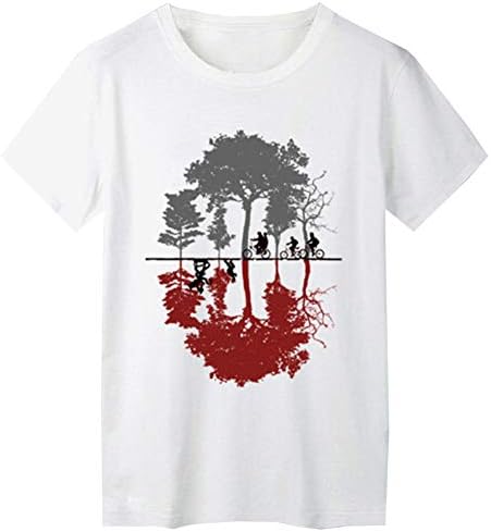 Fundstine Women's Stranger Things Print Tops Red Round Neck Short Sleeve T-Shirt