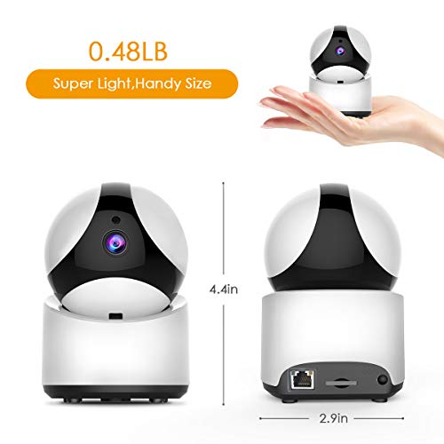Wireless Security Camera, IP Camera WiFi Home Indoor Camera for Baby/Pet/Nanny, Motion Detection, 2 Way Audio Night Vision, Remote Monitoring (White 720)