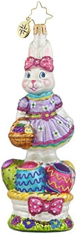 Radko Walking on Eggshells Easter Rabbit Glass Ornament