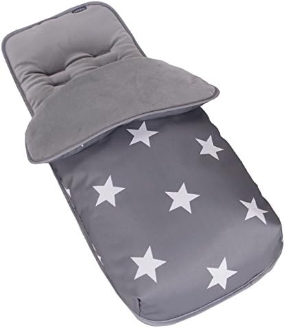 My BabiieFootmuff, Fleece Lined Cosytoes, Universal Fitting for Pushchair, Stroller, Buggy & Pram, Dual Layer, Showerproof, Accessory for Baby (Grey Stars)