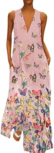 TUSANG Women's Skirt Casual Sleeveless V-Neck Flower Print Maxi Tank Slim Fit Comfy Flowy Long Dress