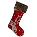 Valery Madelyn 21 inch Luxury Red Gold Christmas Stockings with Reindeer and Fur Cuff, Themed with Tree Skirt (Not Included)