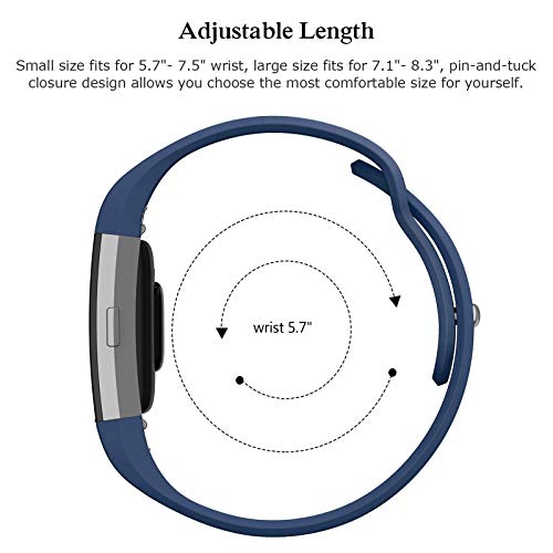 SWEES Silicone Sport Bands Compatible Fitbit Charge 2, Breathable Sport Replacement Bands with Air Holes Small & Large (5.7" - 8.3") for Women Men, Black, Grey, Navy Blue, Pink, White, Teal