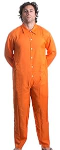 Ann Arbor T-shirt Co. Prisoner Jumpsuit | Orange Prison Inmate Halloween Costume Unisex Jail Criminal-Adult,S