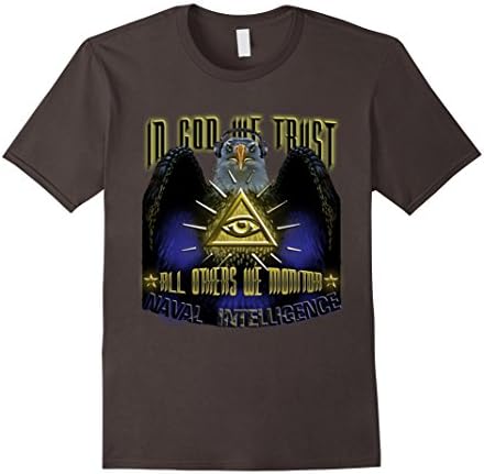 Mens Naval Intelligence In God We Trust All Others Tshirt 2XL Asphalt