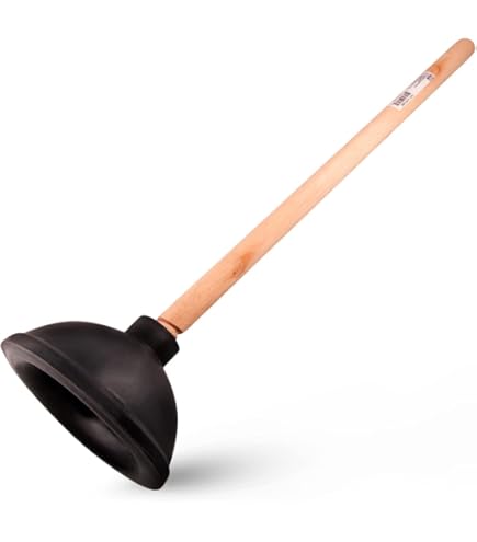Edward Tools Classic Toilet Plunger With Wood Handle - 6" Rubber Force Cup Head For Precision Power To Unclog Toilets Drains 23 1 4 Long For Bathroom Kitchen Sink Solid Wood Handle