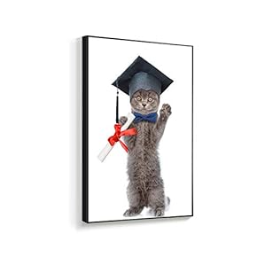Framed Canvas Wall Art for Living Room, Bedroom Humorous Cat Canvas Prints for Home Decoration Ready to Hanging - 16x24 inches