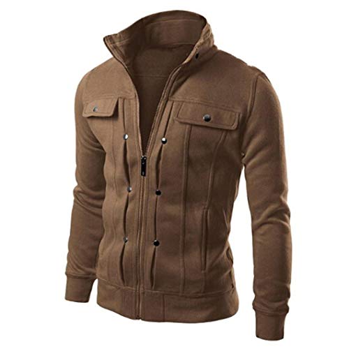 Clearance!Fashion Men‘s Slim Pure Standing Collar Designed Lapel Cardigan Coat Jacket - Thumbnail 3