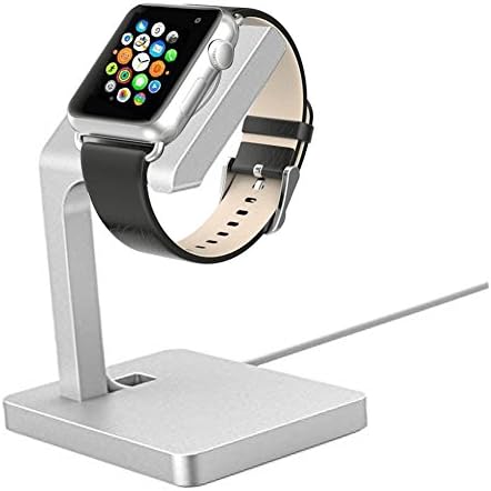 Apple Watch Stand, Aluminum Charging Dock Apple Watch Charging Stand Station iWatch Charger Bracket with Comfortable Viewing Angle for Apple Watch 42mm &amp; 38mm All Models (Silver)