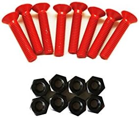 Vj skateshop Skateboard Phillips Hardware Kit/Longboard screws/Mounting Hardware Set, 8pcs, 1inch and 1.5 inch, Color Hardware (Red, 1.5inch)